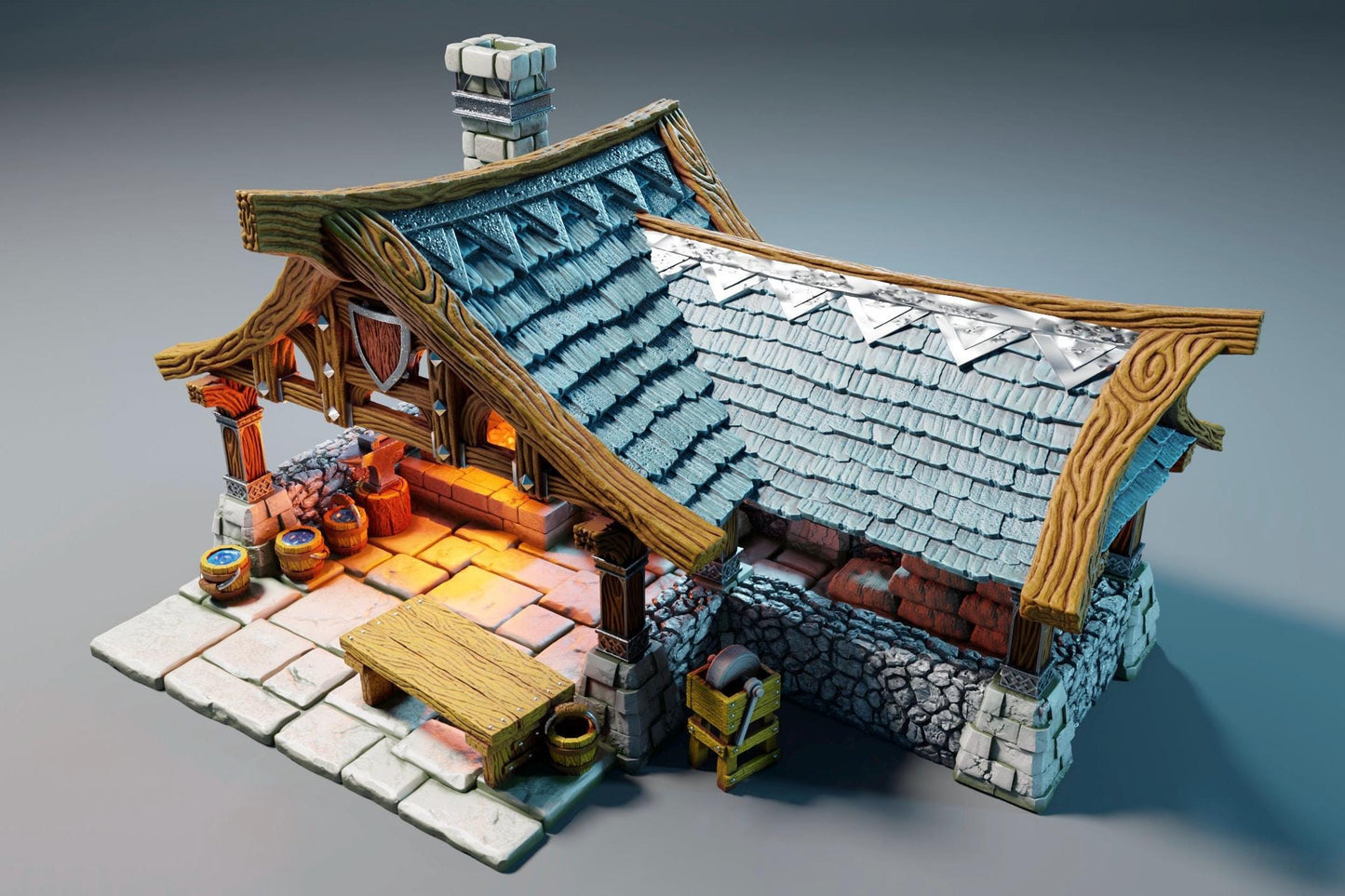 Blacksmith House with Scatter | Forge Building | Fantasy | Medival | Scenery | Tabletop Terrain -  28/32mm | D&D | Pathfinder