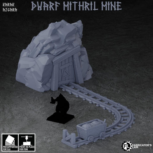 Tabletop Terrain - Dwarf Mine Entrance | Minecart | Rails | Dwarven Terrain | 28mm | Wargaming | RPG | Fabrikator's Lair | Karak Azgara