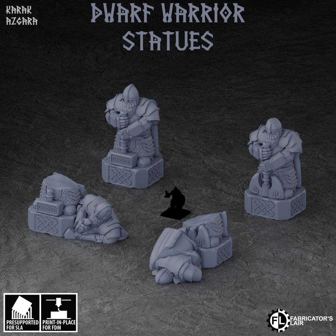 Tabletop Terrain - Dwarven Statues Bundle | Throneroom | Ruins | Dwarf Terrain | 28mm | Wargaming | Fabrikator's Lair | Karak Azgara