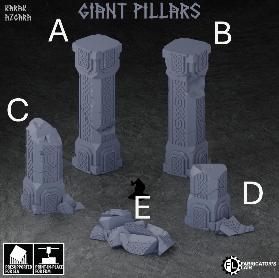 Giant Dwarven Pillar Bundle | Throneroom | Ruins | Dwarf Terrain | Tabletop Terrain | 28mm | Wargaming | Fabrikator's Lair | Karak Azgara