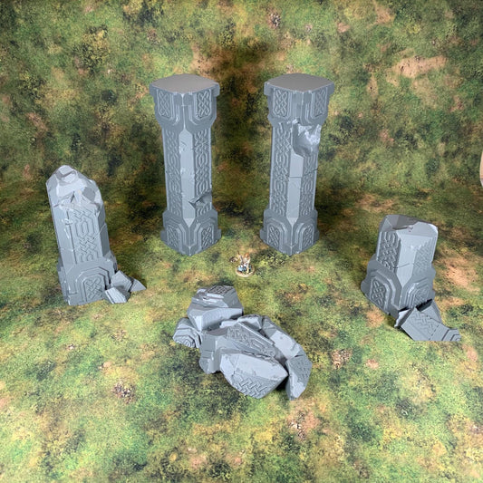 Giant Dwarven Pillar Bundle | Throneroom | Ruins | Dwarf Terrain | Tabletop Terrain | 28mm | Wargaming | Fabrikator's Lair | Karak Azgara