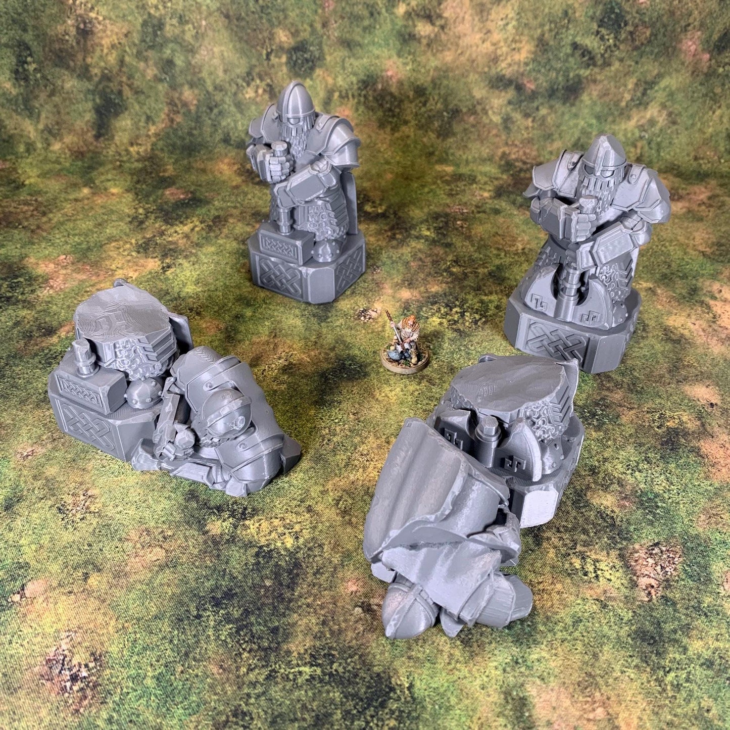 Tabletop Terrain - Dwarven Statues Bundle | Throneroom | Ruins | Dwarf Terrain | 28mm | Wargaming | Fabrikator's Lair | Karak Azgara