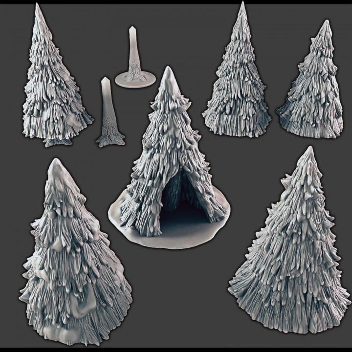 Miniature Pine Trees Bundle  | Forest Set with or without Snow | 3 - 12 Pieces | Tabletop Terrain | DND | 28/32mm | Wargeming Scenery | EC3D
