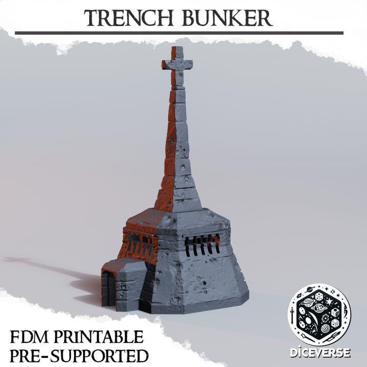 Large Trench Bunker | Playable Interior | Trench Crusade | Grimdark Wargaming Scenery | New Antioch | Tabletop Terrain | 28/32mm | Diceverse