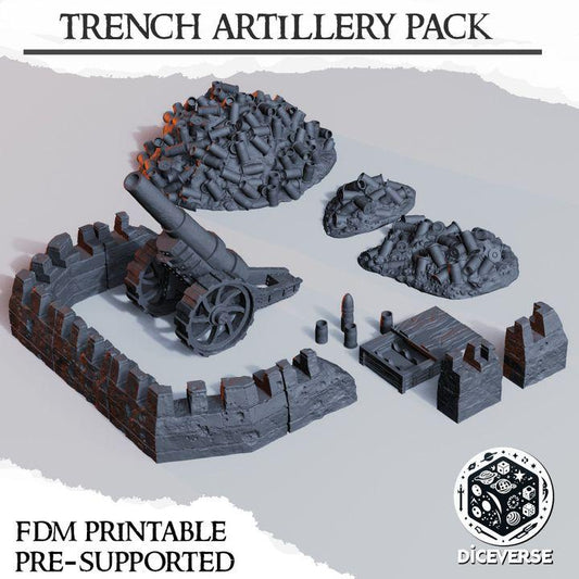 Trench Artillery and Fortification Bundle | Trench Crusade | Wargaming | New Antioch | Pilgrims |  Tabletop Terrain | 28/32mm | Diceverse