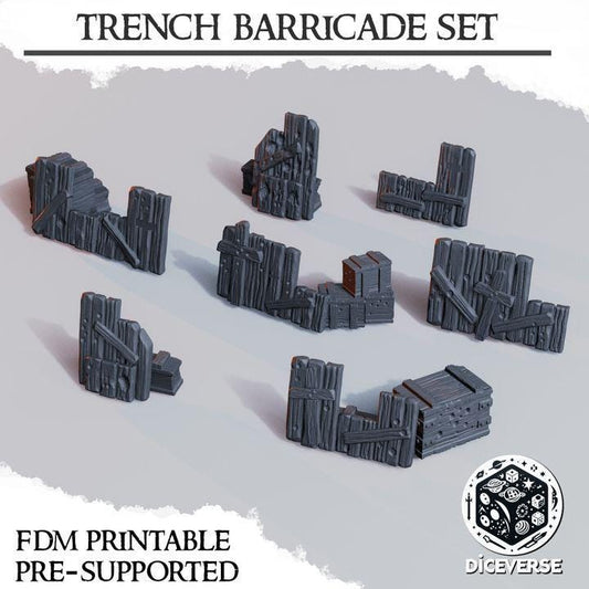 Trench Barricades and Walls Bundle 7x | Trench Crusade | Wargaming | New Antioch | Pilgrims |  Tabletop Terrain | 28/32mm | Diceverse
