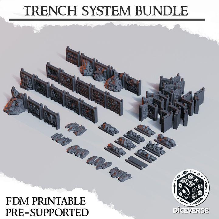 Trench Crusade Terrain Walls for DIY Trenches with XPS Foam Bundle | New Antioch | Pilgrims |  Tabletop Terrain | 28/32mm | Diceverse