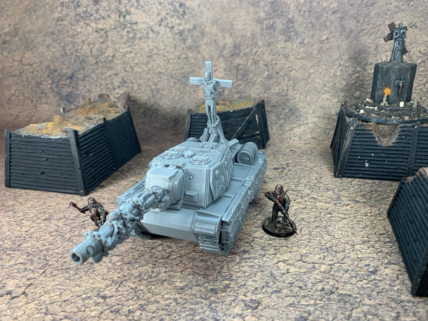 Holy Trench Tank | Trench Crusade | Proxy Tank | Wargaming | New Antioch | Pilgrims | Soviet ISU | Tabletop Terrain | 28/32mm | Diceverse