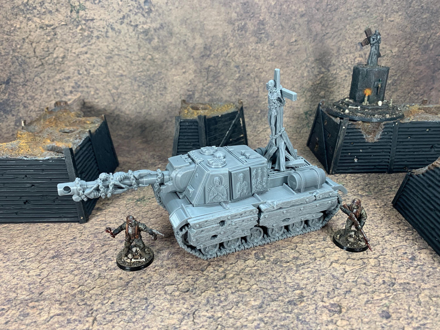 Holy Trench Tank | Trench Crusade | Proxy Tank | Wargaming | New Antioch | Pilgrims | Soviet ISU | Tabletop Terrain | 28/32mm | Diceverse