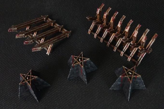 Demonic Tank Traps  Bundle | Trench Crusade | Heretic Legions | Court of the Seven Headed Serpent | Tabletop Terrain | 28/32mm | Warscape3D