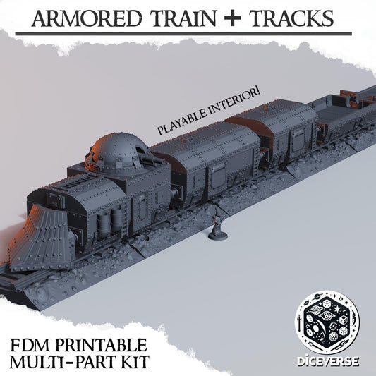 Armoured Train Set | Trench Crusade Campaign Scenario 7 | Wargaming Scenery | Playable Interior | Tabletop Terrain | 28/32mm | Diceverse