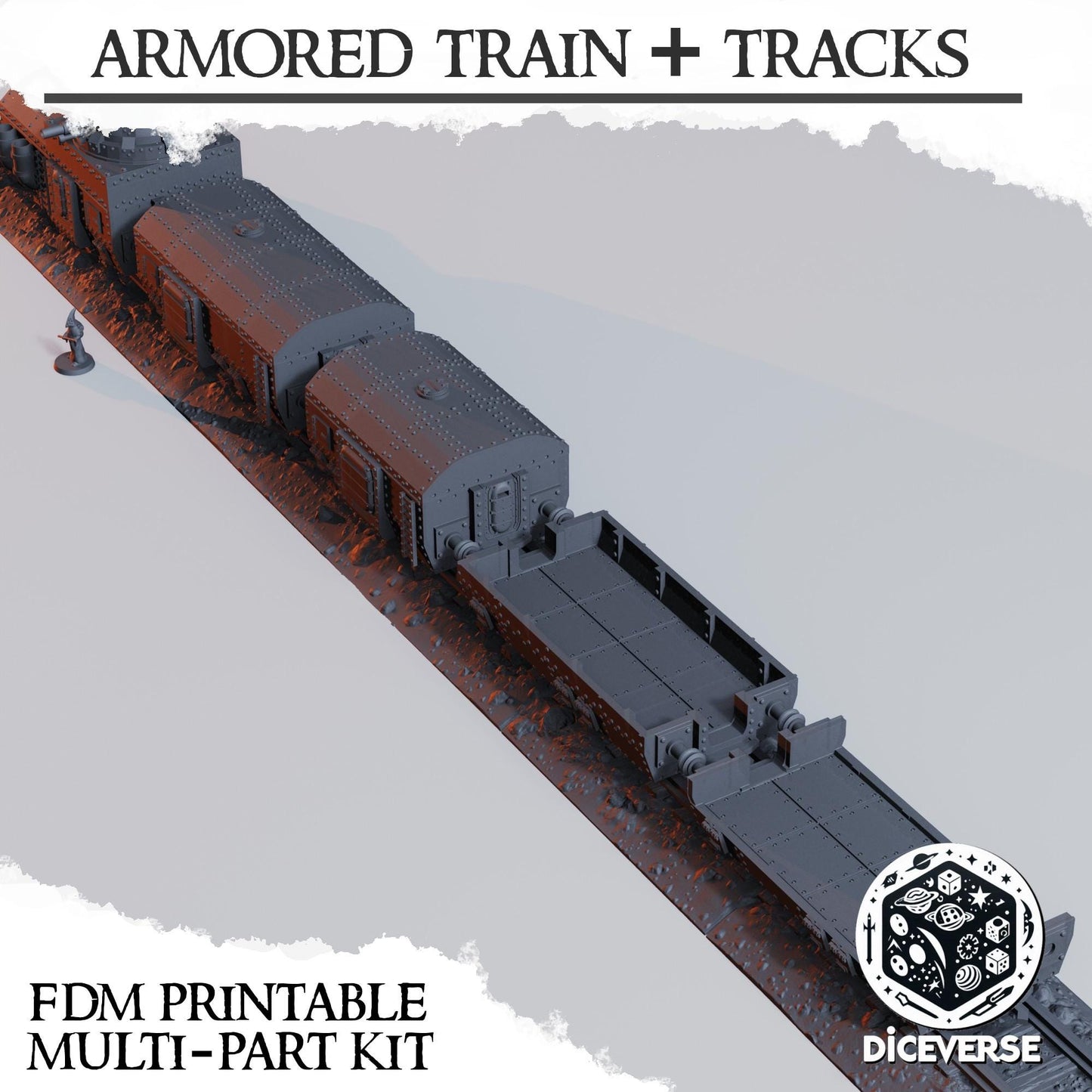 Armoured Train Set | Trench Crusade Campaign Scenario 7 | Wargaming Scenery | Playable Interior | Tabletop Terrain | 28/32mm | Diceverse