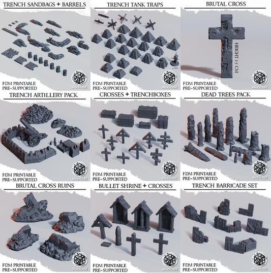 Trench Compatible Scatter Terrain Bundles | Wargaming | New Antiochia | Zealot Pilgrims | Heretical Legions  | 28/32mm | Diceverse
