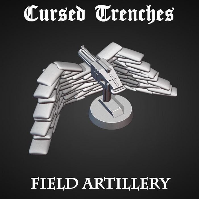 Field Machine Gun and Sandbags Bundle | Trench Crusade Defense | New Antioch | Heretic Legions | Tabletop Terrain | 28/32mm | Warscape3D