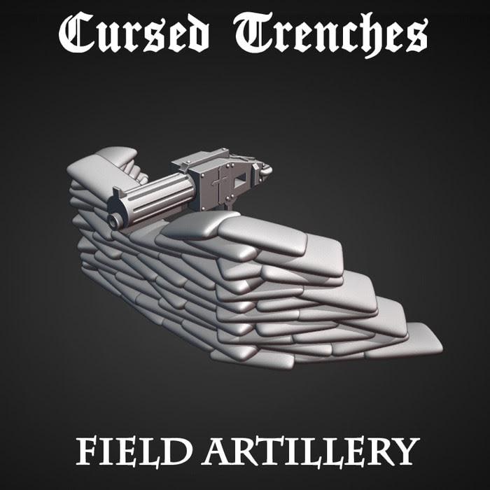 Field Machine Gun and Sandbags Bundle | Trench Crusade Defense | New Antioch | Heretic Legions | Tabletop Terrain | 28/32mm | Warscape3D
