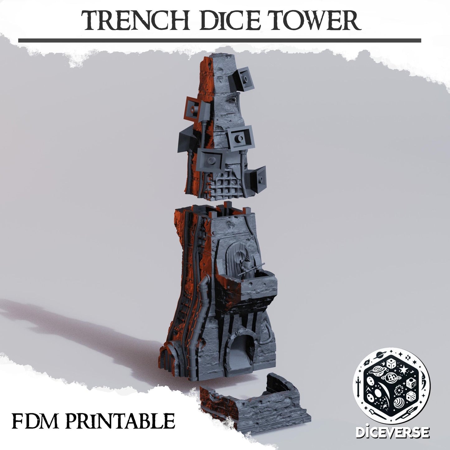 Trench Dice Tower | Speaker Prayer Building 2-in-1 Use For Trench Crusade | Wargaming Scenery | Tabletop Terrain | 28/32mm | Diceverse