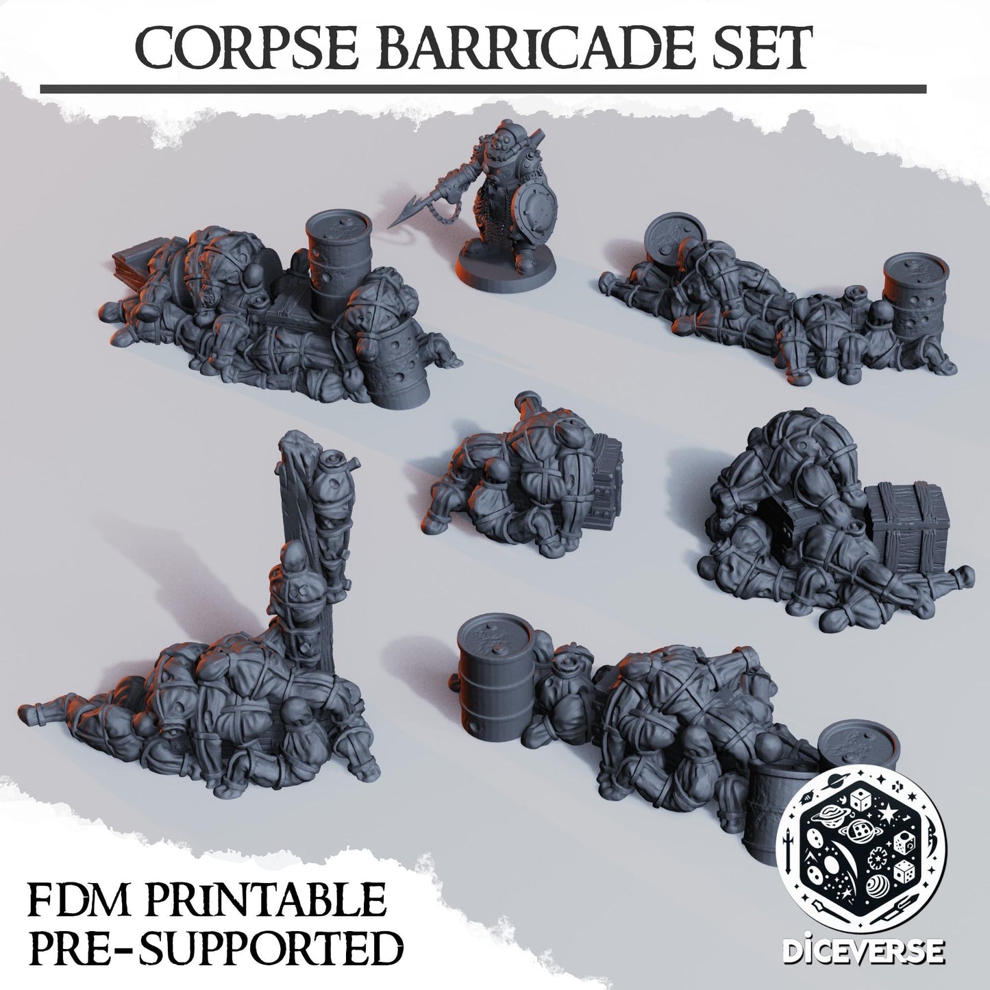 Trench Corpse Barricades and Walls Bundle 6x | Trench Crusade | Wargaming | New Antioch | Pilgrims |  Tabletop Terrain | 28/32mm | Diceverse