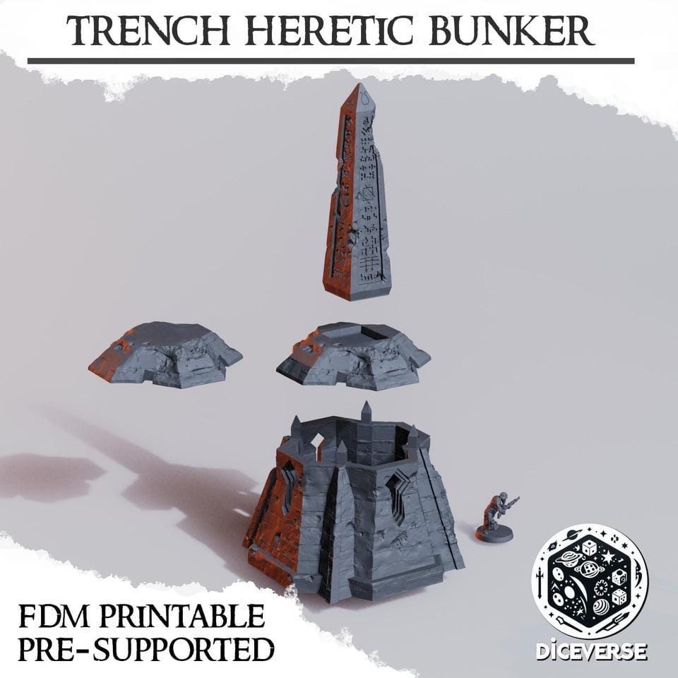 Large Heretic Trench Bunker | Playable Interior | Trench Crusade | Grimdark Wargaming | New Antioch | Tabletop Terrain | 28/32mm | Diceverse
