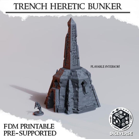 Large Heretic Trench Bunker | Playable Interior | Trench Crusade | Grimdark Wargaming | New Antioch | Tabletop Terrain | 28/32mm | Diceverse