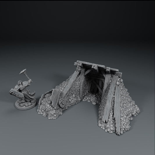 Ruined Mine Entrance | Fantasy Miniatures Tabletop Gaming Terrain Siege | 1490 Doom | DND | RPG | 28/32mm | StoneAxeMiniatures