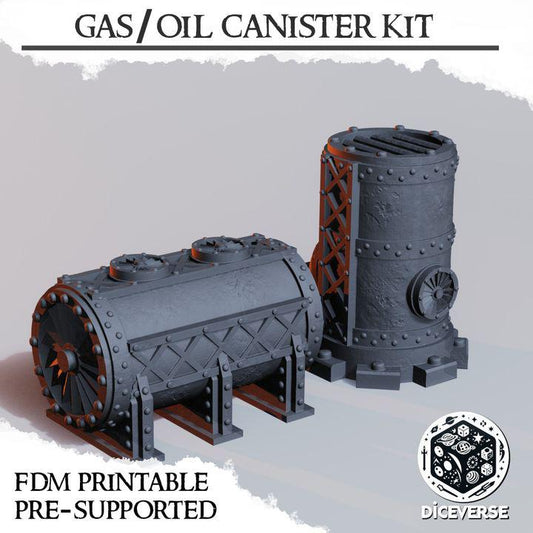 Large Industrial Oil Tank | Trench Crusade Gas Canister | Grimdark Wargaming Scenery | New Antioch |  Tabletop Terrain | 28/32mm | Diceverse