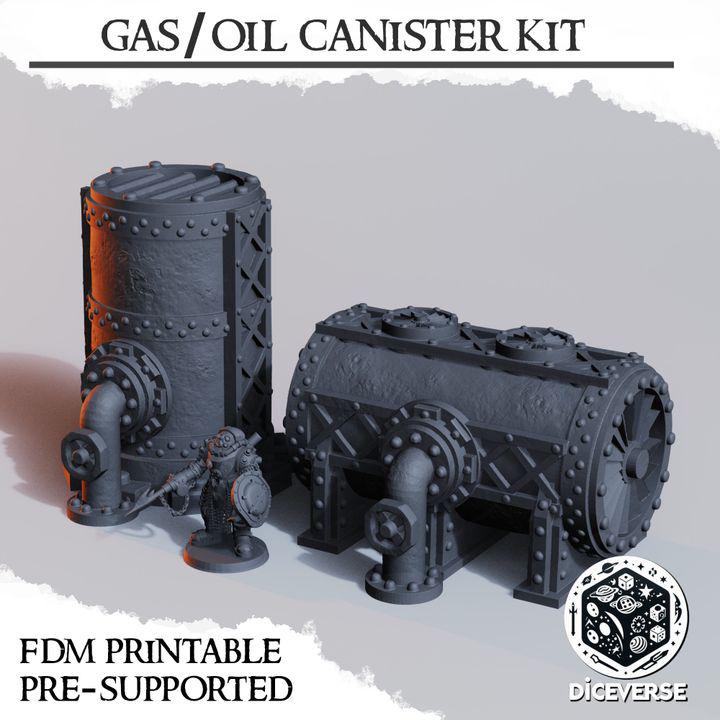 Large Industrial Oil Tank | Trench Crusade Gas Canister | Grimdark Wargaming Scenery | New Antioch |  Tabletop Terrain | 28/32mm | Diceverse