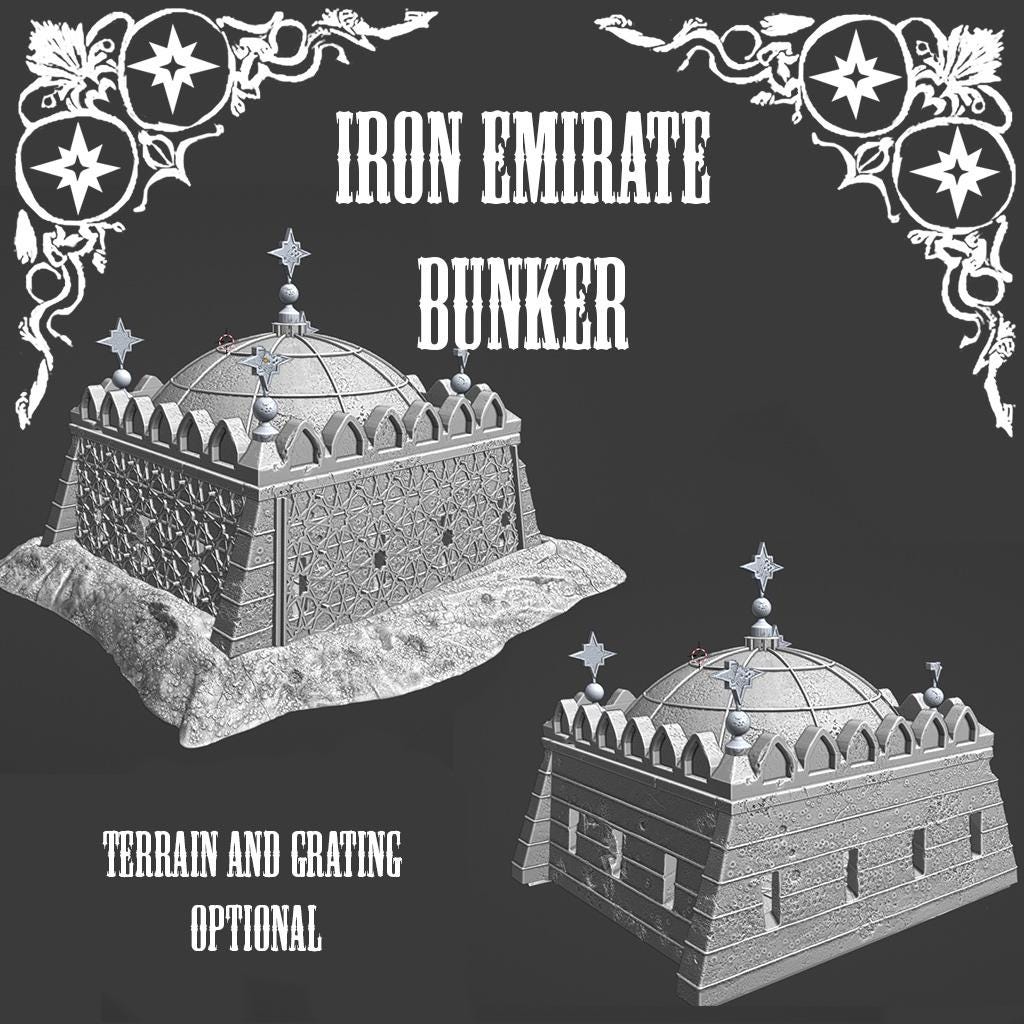 Large Iron Sultanate Bunker | Iron Wall | Trench Crusade | Grimdark Wargaming Scenery | Tabletop Terrain | 28/32mm | SteamboatGothic