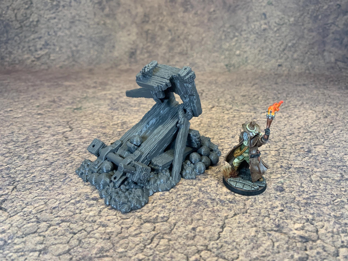Destroyed Ballista | Fantasy Miniatures Tabletop Gaming Terrain Siege Weapons | 1490 Doom Ruins | DND | RPG | 28/32mm | StoneAxeMiniatures