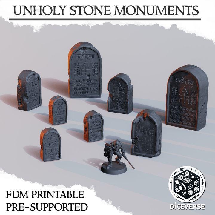 Unholy Stone Monuments Bundle | Trench Crusade Stone Tablets | Wargaming | New Antioch | Pilgrim |  Tabletop Terrain | 28/32mm | Diceverse