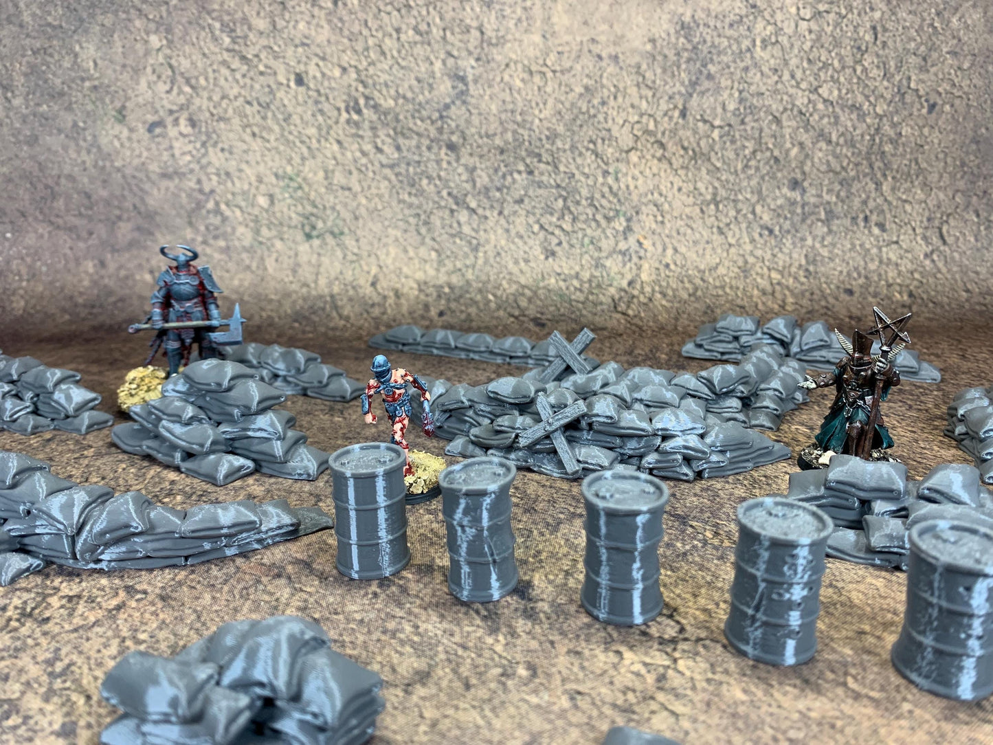 Sandbags and Barrels Bundle | Trench Crusade | Battlefield | Wargaming | New Antioch | Pilgrims | Tabletop Terrain | 28/32mm | Diceverse